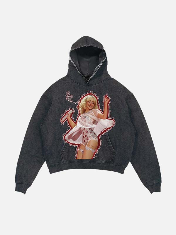 Sabrina Carpenter Print Slant Pockets Hoodie