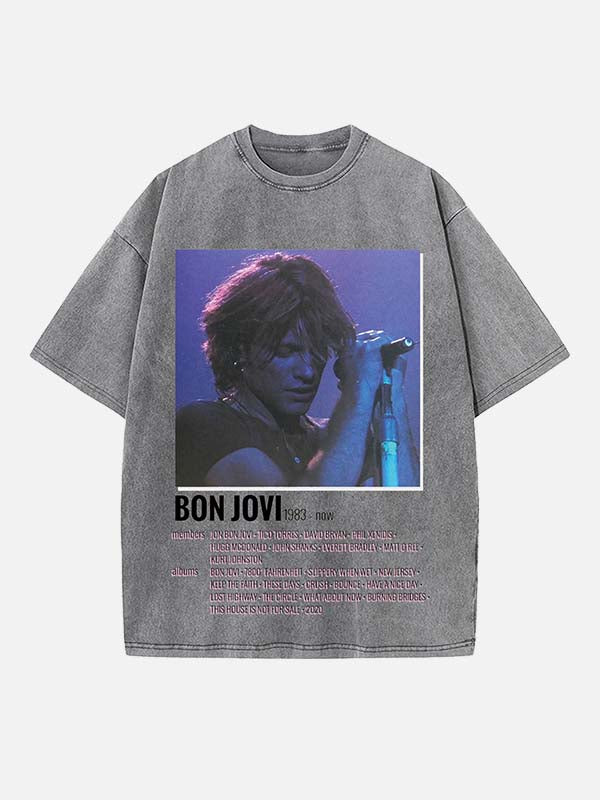 Bon Jovi Print Round Neck T-shirt