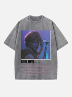 Bon Jovi Print Round Neck T-shirt