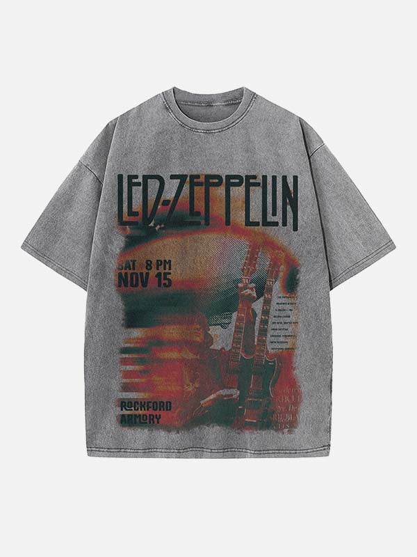 Led Zeppelin Print Round Neck T-shirt