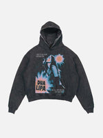Dua Lipa Print Slant Pockets Hoodie