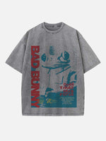 Bad Bunny Print Round Neck T-shirt