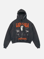 Lady Gaga Print Slant Pockets Hoodie