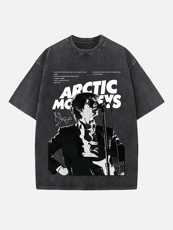 Arctic Monkeys Print Round Neck T-shirt