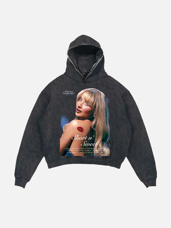 Sabrina Carpenter Print Slant Pockets Hoodie