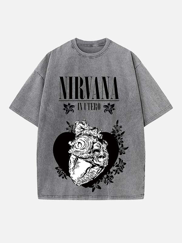 NIRVANA Print Round Neck T-shirt