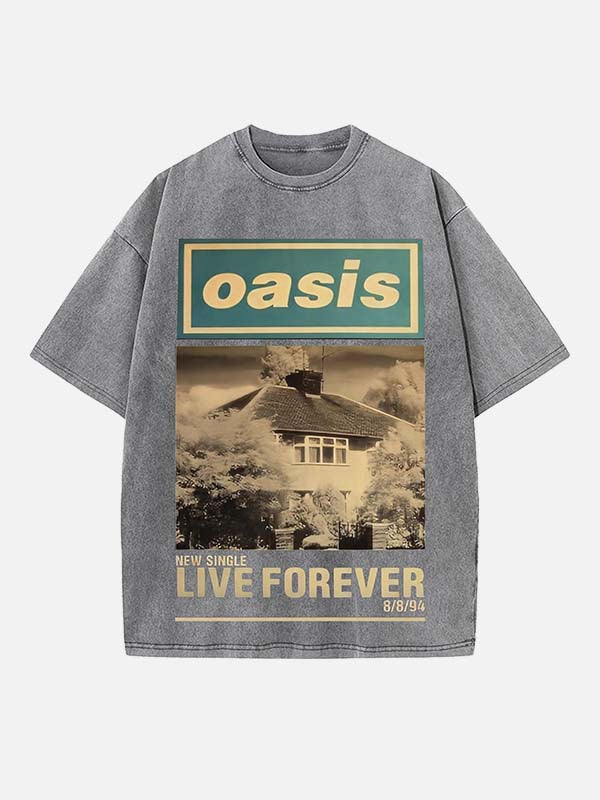 Oasis Print Round Neck T-shirt