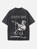 Green Day Print Round Neck T-shirt