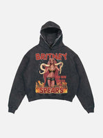 Britney Spears Print Slant Pockets Hoodie