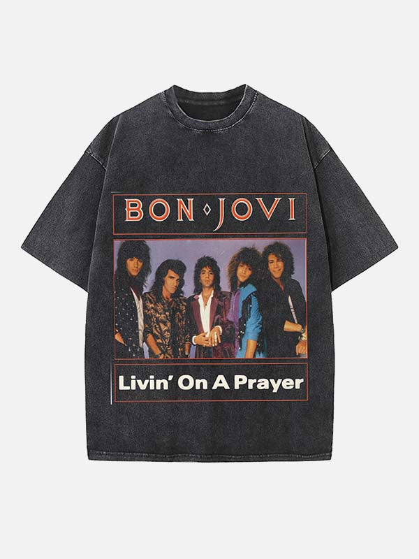 Bon Jovi Print Round Neck T-shirt