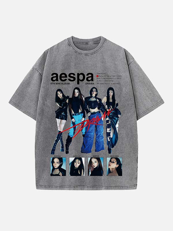 Aespa Print Round Neck T-shirt