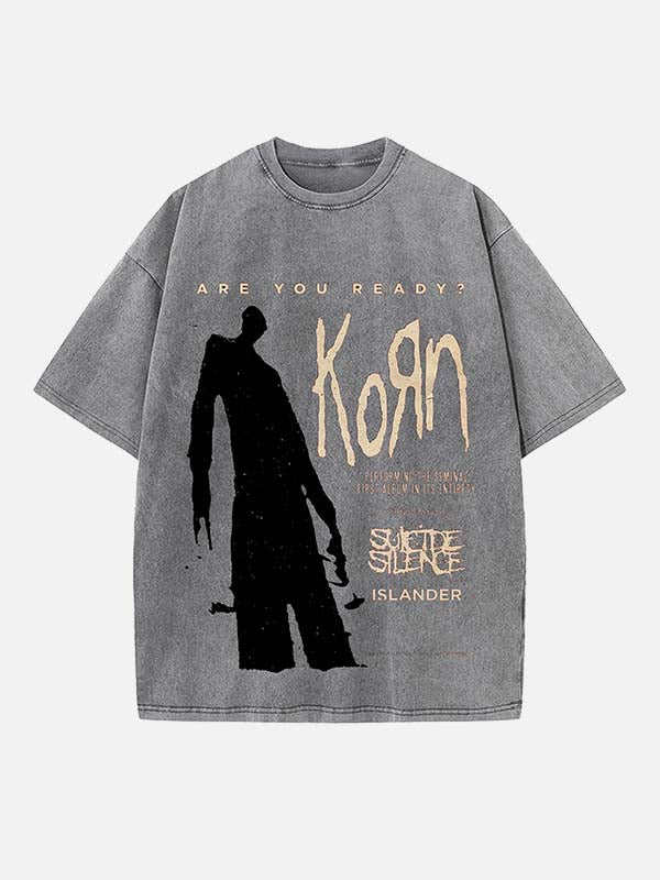 Korn Print Round Neck T-shirt