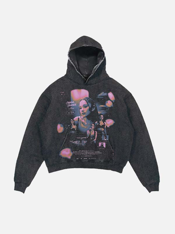Ariana Grande Print Slant Pockets Hoodie