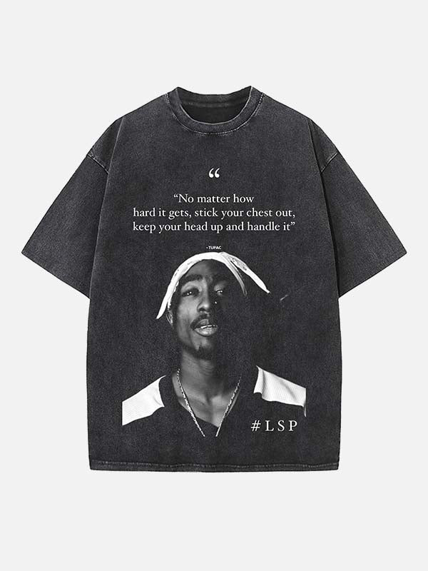 2Pac Print Round Neck T-shirt
