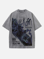 Korn Print Round Neck T-shirt