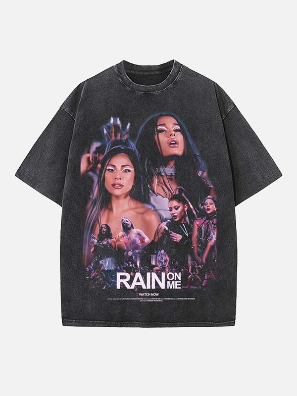 Lady Gaga & Ariana Grande Print Round Neck T-shirt