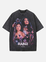 Lady Gaga & Ariana Grande Print Round Neck T-shirt