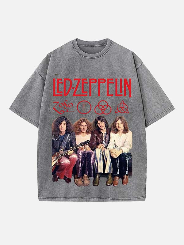 Led Zeppelin Print Round Neck T-shirt