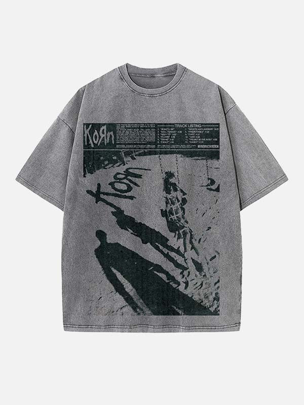 Korn Print Round Neck T-shirt