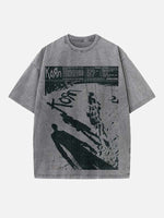 Korn Print Round Neck T-shirt