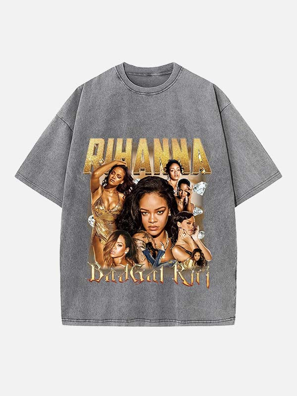 Rihanna Print Round Neck T-shirt