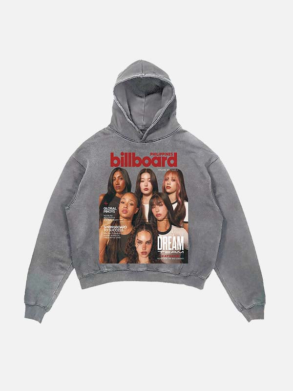 KATSEYE Print Slant Pockets Hoodie