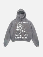 Lady Gaga Print Slant Pockets Hoodie