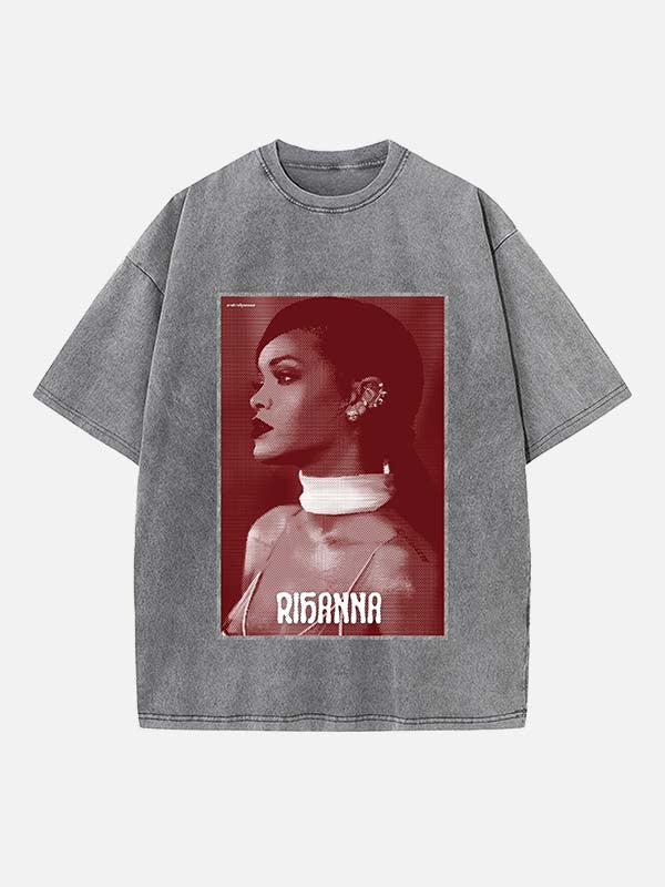 Rihanna Print Round Neck T-shirt