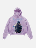 Billie Eilish Print Slant Pockets Hoodie