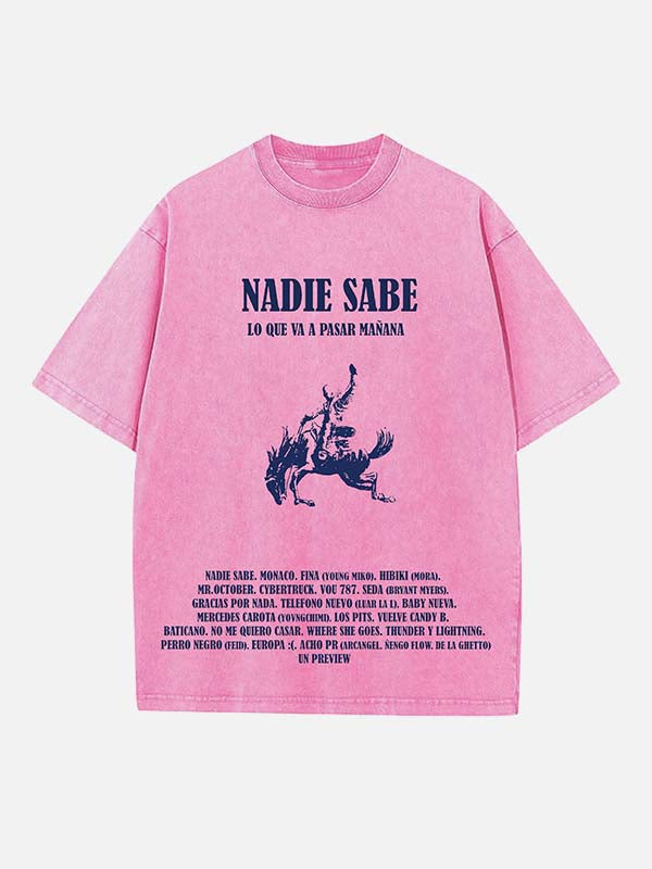 Bad Bunny Print Round Neck T-shirt