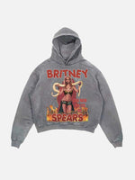 Britney Spears Print Slant Pockets Hoodie