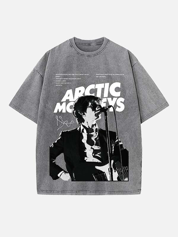 Arctic Monkeys Print Round Neck T-shirt