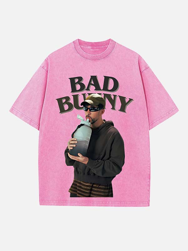 Bad Bunny Print Round Neck T-shirt