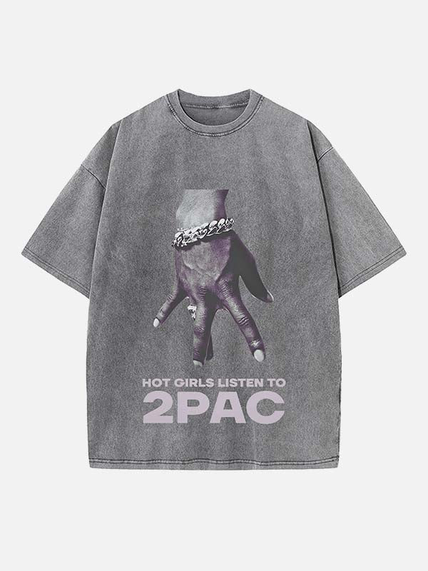 2Pac Print Round Neck T-shirt