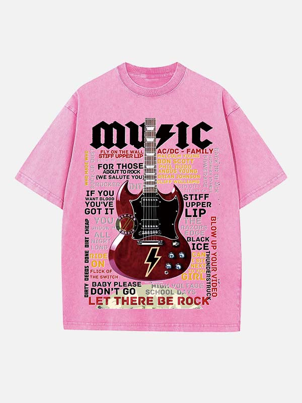 AC/DC Print Round Neck T-shirt