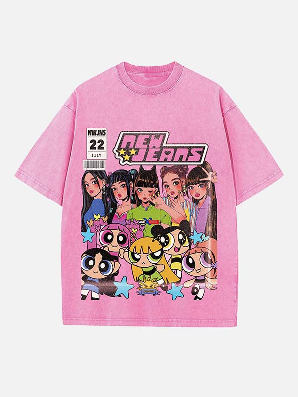 NewJeans Print Round Neck T-shirt