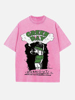 Green Day Print Round Neck T-shirt