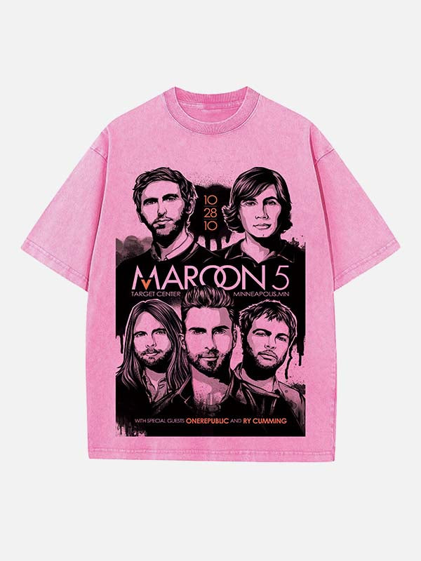 Maroon 5 Print Round Neck T-shirt