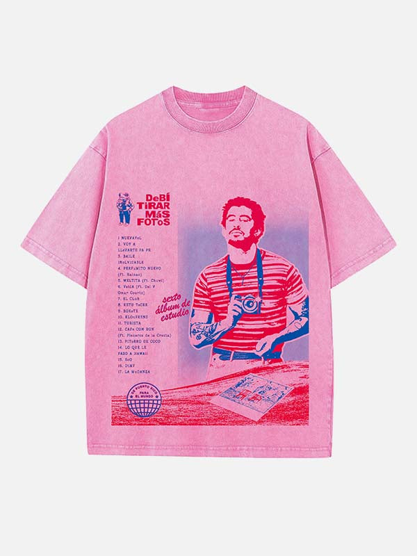 Bad Bunny Print Round Neck T-shirt