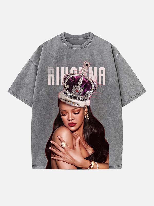 Rihanna Print Round Neck T-shirt