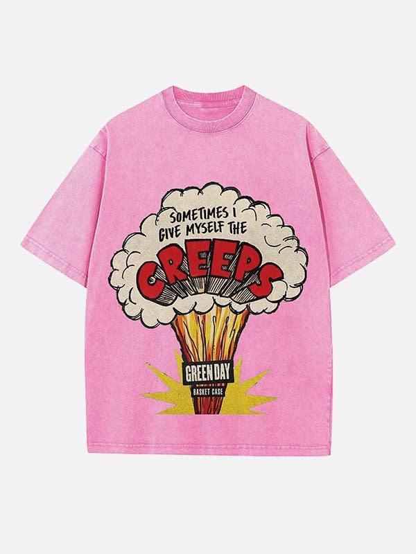 Green Day Print Round Neck T-shirt