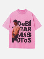 Bad Bunny Print Round Neck T-shirt