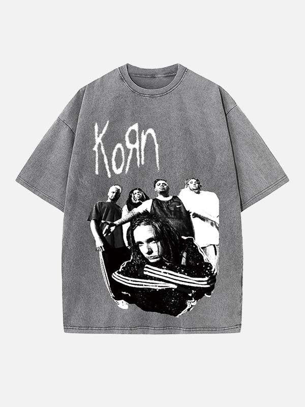 Korn Print Round Neck T-shirt
