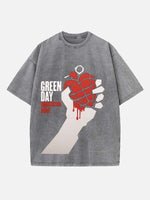 Green Day Print Round Neck T-shirt