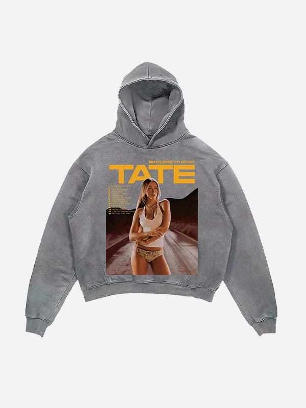 Tate McRae Print Slant Pockets Hoodie