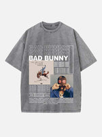 Bad Bunny Print Round Neck T-shirt