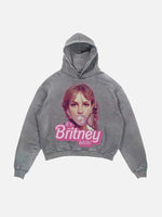 Britney Spears Print Slant Pockets Hoodie