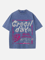 Green Day Print Round Neck T-shirt