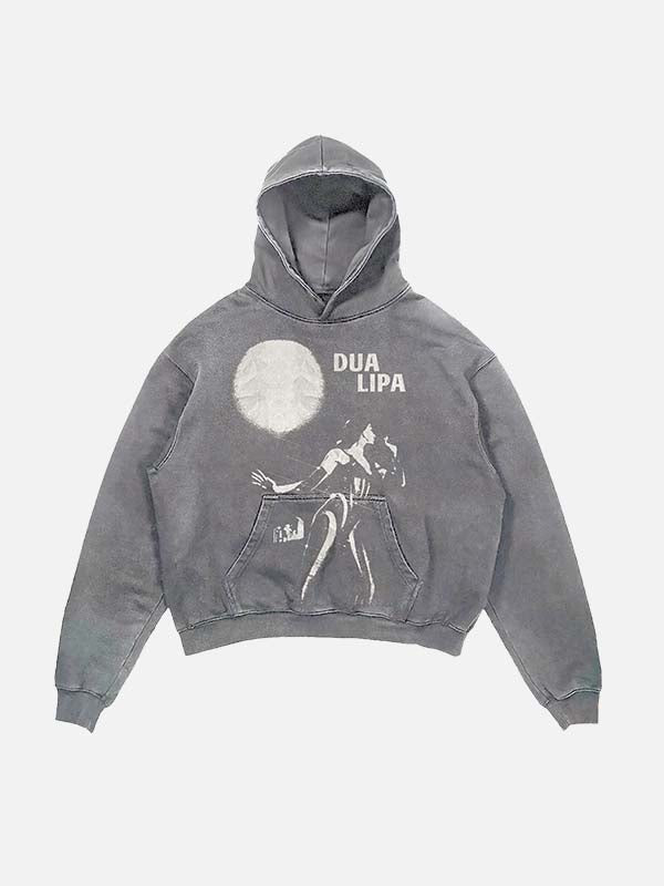 Dua Lipa Print Slant Pockets Hoodie