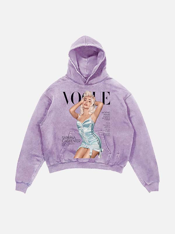 Sabrina Carpenter Print Slant Pockets Hoodie